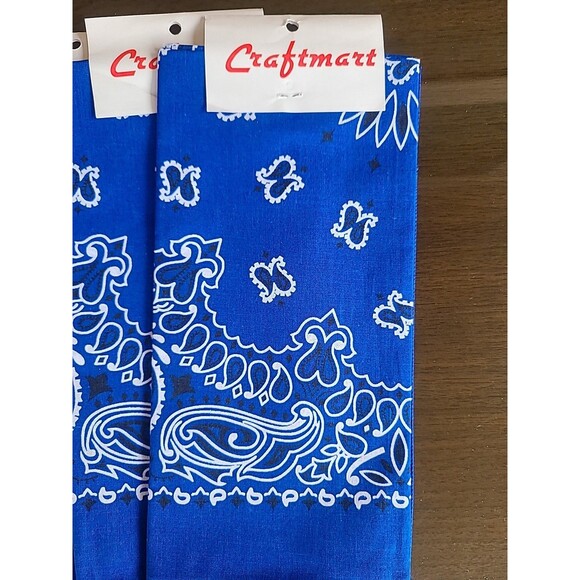 6 Pack Bandana 100% Cotton Blue Paisley Double-Sided Scarf Head Neck Face Mask - Picture 2 of 4